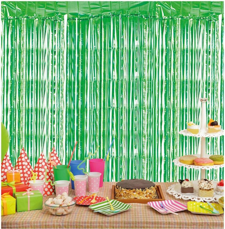 Netagon Metallic Tinsel Curtain 3M x 1M Green ShopStyle Decor