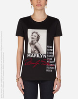 Thumbnail for your product : Dolce & Gabbana Jersey T-Shirt With Marilyn Monroe Print And Embroidery