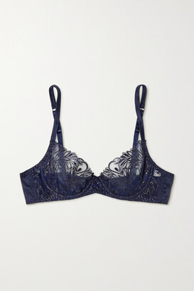 Coco de Mer Iris Embroidered Tulle And Satin Underwired Bra