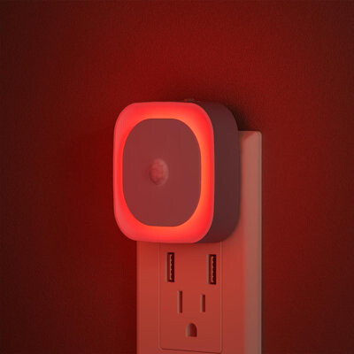 MD Nook Store 3-Mode Sensor LED Night Light with Dimming & DIY Stickers – Compact Wall Plug-In Motion-Activated Light for Hallway & Bedroom