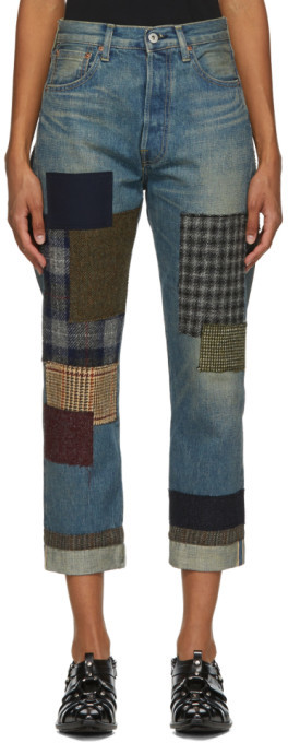 patchwork jeans womens