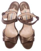 Thumbnail for your product : Manolo Blahnik Metallic Ankle Strap Sandals