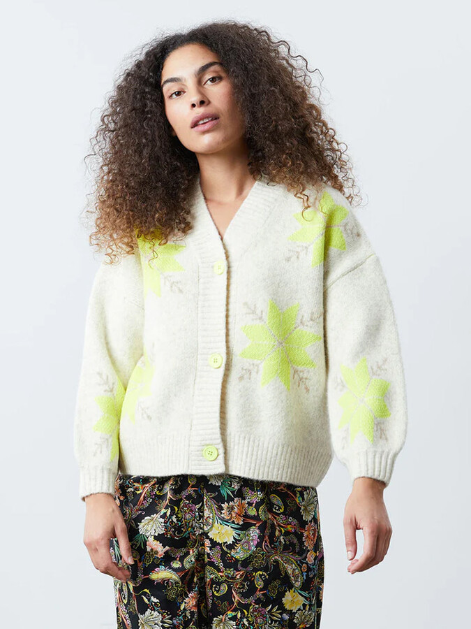 Lolly's Laundry Lollys Laundry Paisley Cardigan in Cream and Fluro ...