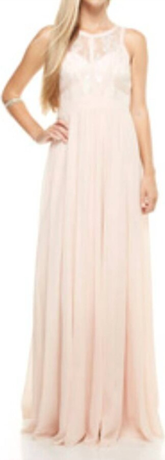 Maniju Lace Lattice Maxi Dress In Blush