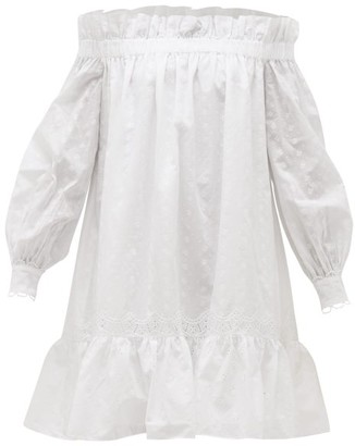 Erdem Blanca Off-the-shoulder Embroidered Cotton Dress - White