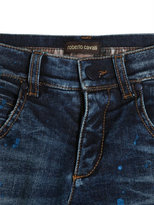 Thumbnail for your product : Roberto Cavalli Splattered Washed Stretch Denim Jeans