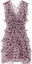 Thumbnail for your product : Ruffled butterfly-print silk-organza dress