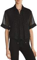 Thumbnail for your product : The Kooples Metallic Fil-Coupe Pattern Chiffon Top