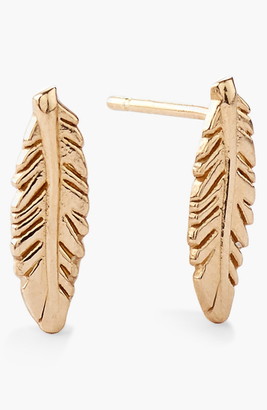 Alex and Ani 14K Gold Plated Symbolic Feather Stud Earrings