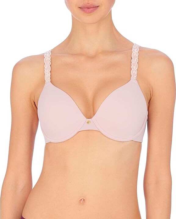 Natori Pure Luxe Contour Underwire 732080 Women's Bra Rose Beige/Pink Pearl : 32B, Lace/Nylon/Polyester