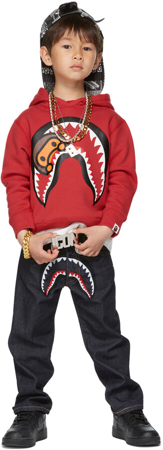 BAPE Kids Indigo Shark Embroidery Jeans - ShopStyle