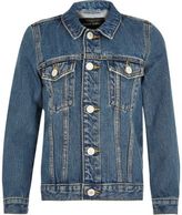 Thumbnail for your product : River Island Boys mid blue borg collar denim jacket