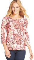 Thumbnail for your product : JM Collection Paisley-Print Jacquard Top