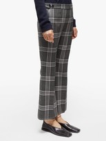 Thumbnail for your product : Marni Cropped Checked Wool Flared Trousers - Grey Multi