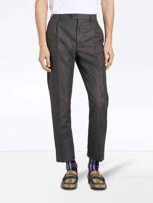 Burberry Wool Mohair Cropped Tailored Trousers