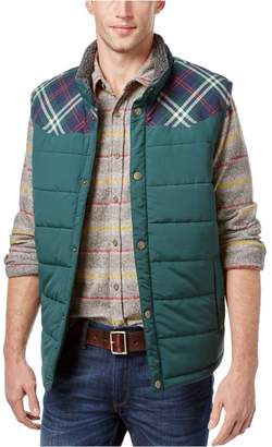 Weatherproof Mens Vintage Pieced Plaid Puffer Vest L