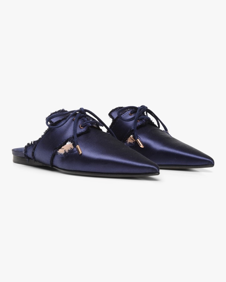 navy blue mule shoes