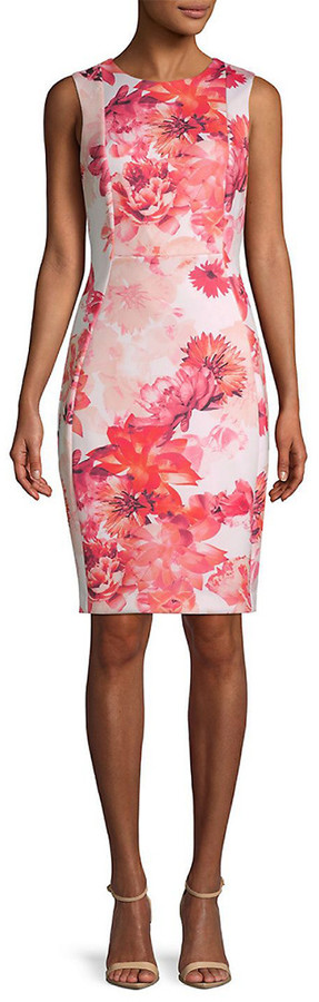 Calvin Klein Floral Sheath Dress - ShopStyle