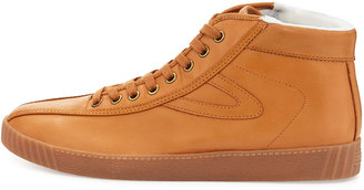 Tretorn High-Top Leather Sneaker, Beige