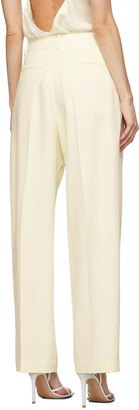 Victoria Beckham Off-White Wide Leg Pleated Trousers