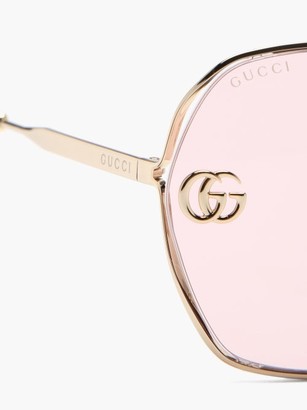 Gucci GG Oversized Metal Sunglasses - Gold