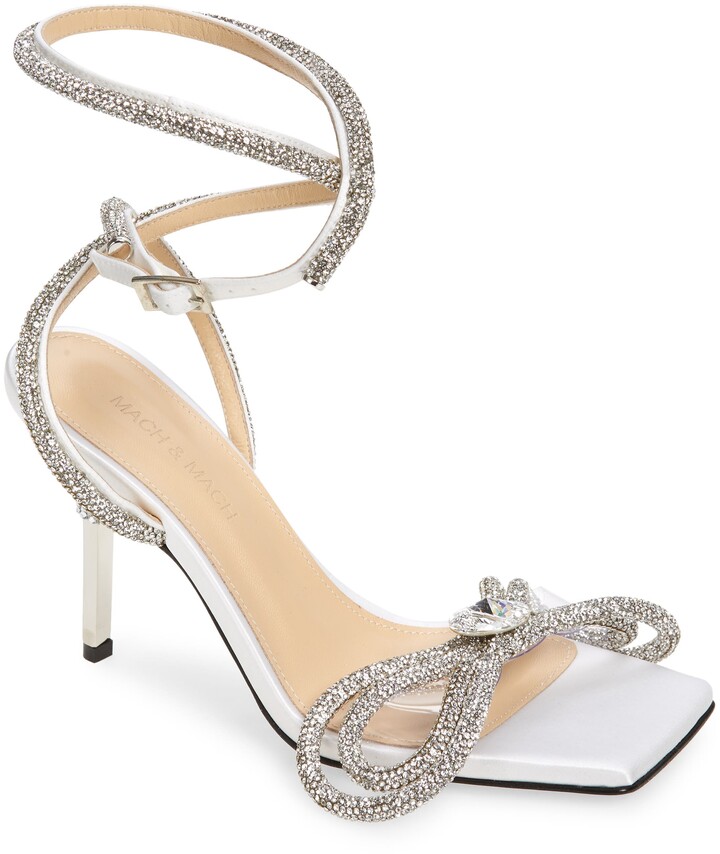 MACH & MACH Double Crystal Bow Square Toe Sandal - ShopStyle