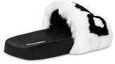 Thumbnail for your product : Dolce & Gabbana 20mm Rabbit Fur Logo Slide Sandals