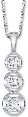 Sirena Diamond Three Stone 18" Pendant Necklace (1/3 ct. t.w.) in 14k White Gold