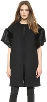 Thumbnail for your product : Vera Wang Collection Double Face Wool Coat with Beaver Sleeves