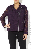 Thumbnail for your product : Wallis Plus Size Purple Lace Biker Jacket