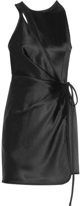 Alexander Wang Wrap-effect Cutout Satin Mini Dress - Black