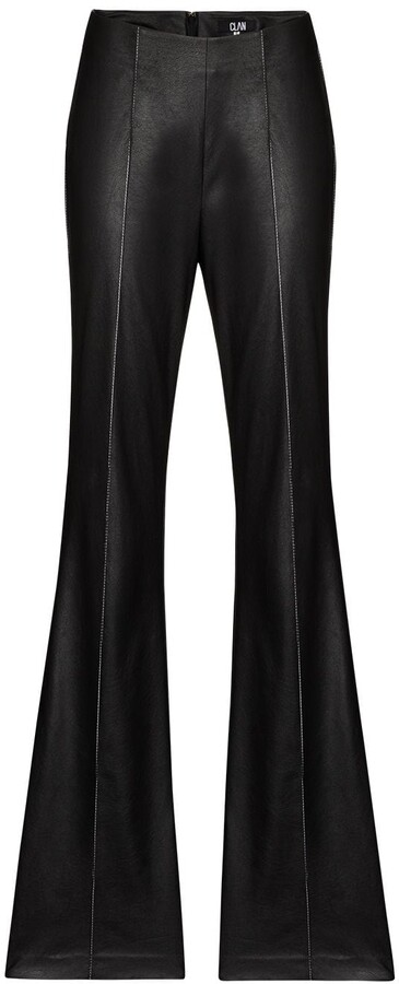 CLAN Faux-Leather Slim Bootcut Trousers - ShopStyle