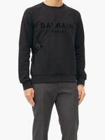 Thumbnail for your product : Balmain Flocked-logo Cotton-jersey Sweatshirt - Black
