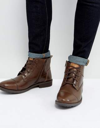 Original Penguin Dalson Lace Up Boots In Brown