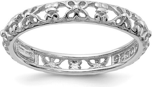 Black Bow Jewelry Co. BlackBowJewelry3.25mmSterlingSilverRhodiumPlatedStackableButterflyBandSize7
