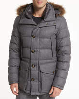 Thumbnail for your product : Moncler Rethel Fur-Trimmed Wool Jacket, Medium Gray
