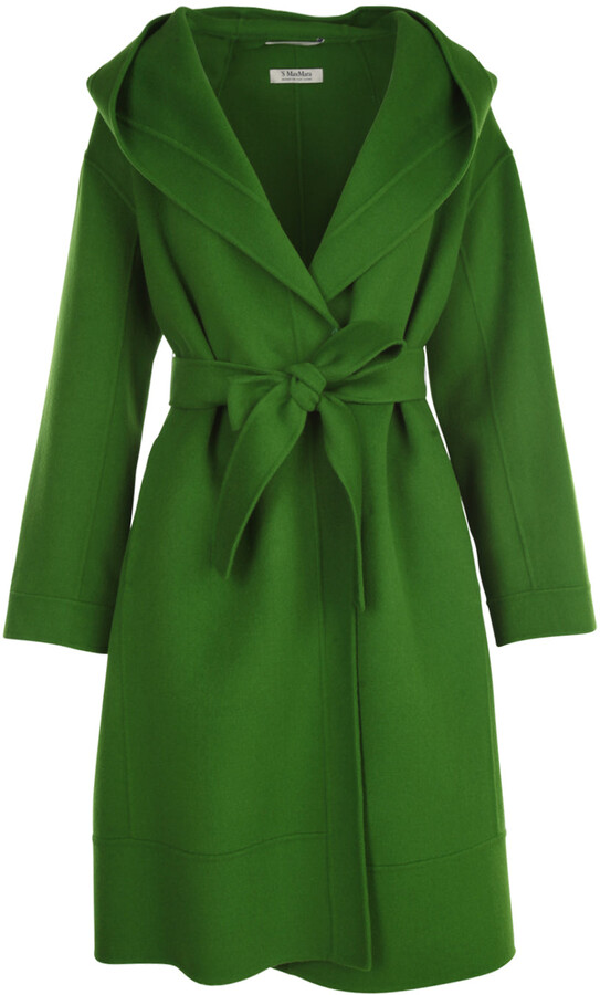 green wool wrap coat
