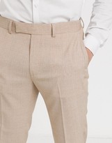 Thumbnail for your product : ASOS DESIGN wedding skinny suit trousers in crosshatch in camel