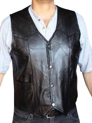 Dona Michi Men's Motorcycle Vest Genuine patchs Leather syle 950P_xxl