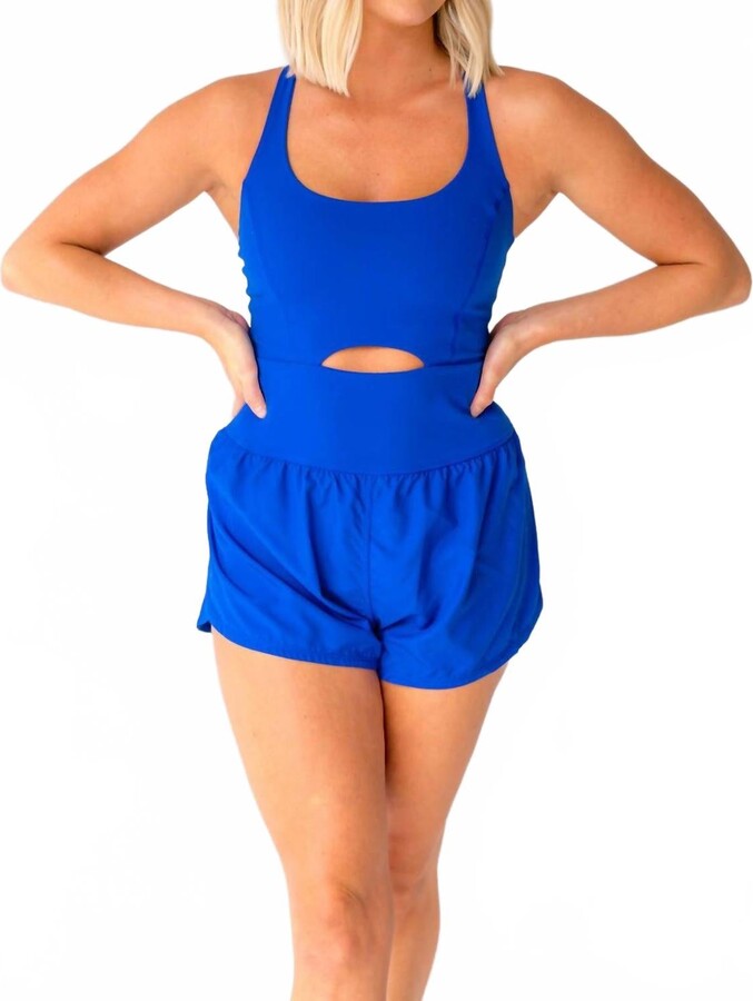 Free People Righteous Reflective Logo Runsie Romper In Electric Shock