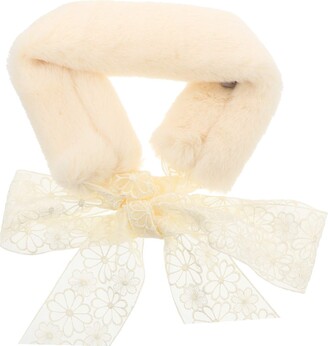 SOIMISS Christmas Scarf Cute Soft Cross Tie Collar Fluffy Fur Plush Shawl Wrap Neck Warmer for Girls Boys Red 