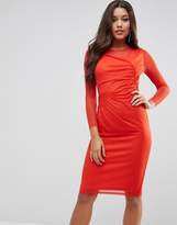 Thumbnail for your product : ASOS Design Mesh Midi Bodycon Dress With Ruched Details