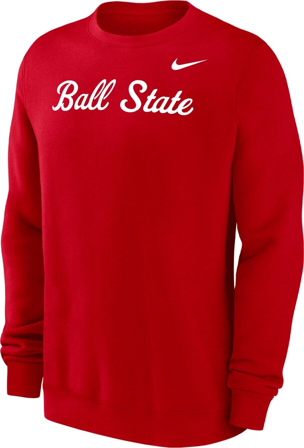 Nike Men's Ball State Cardinals Red Club Fleece Crew Neck Sweatshirt, Medium