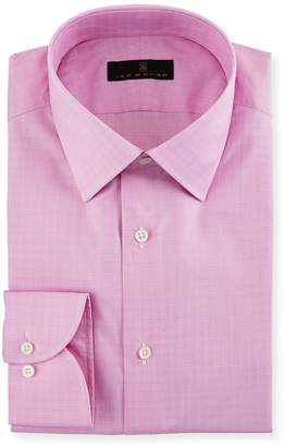 Ike Behar Gold Label Micro-Glen Plaid Dress Shirt, Bright Pink