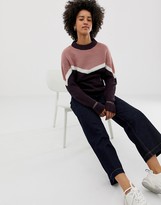 Thumbnail for your product : Pieces Karen color block ribbed knit sweater