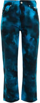Thumbnail for your product : MSGM Cropped Tie-dyed High-rise Straight-leg Jeans