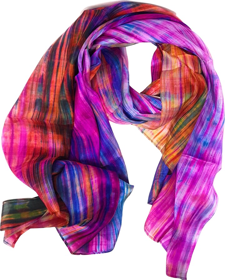 Millie Boo 100% Silk Scarf Multi Coloured Vibrant Large Silk