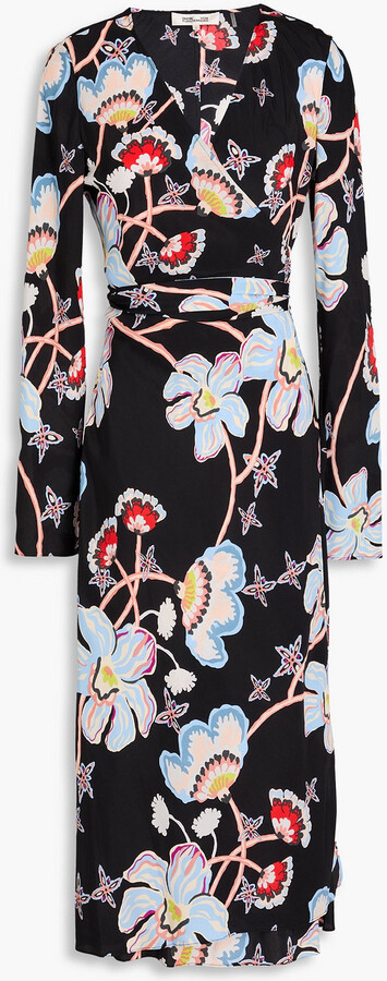 Diane von Furstenberg Tilly floral-print crepe de chine midi wrap dress
