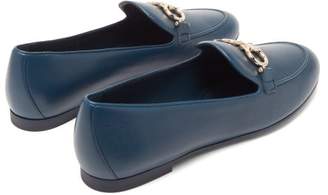 Ferragamo Trifoglio Leather Loafers - Womens - Navy