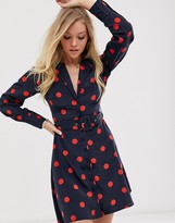 Thumbnail for your product : Neon Rose mini tea dress with buckle belt in polka dot